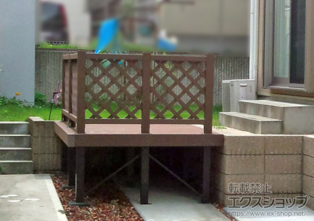 千葉県野田市ののウッドデッキ リウッドデッキ 200+リウッドデッキフェンス2型＜ラチス格子＞ 施工例