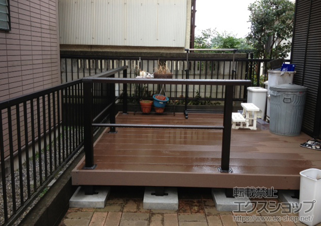 東京都東村山市ののウッドデッキ リウッドデッキ 200+シンプルモダンデッキフェンス8型＜横格子1本タイプ＞ 施工例