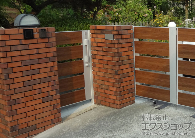 神奈川県横浜市のの門扉 ジオーナ門扉 YS型 エントリーシステム 片開き マテリアルカラー 柱使用 施工例