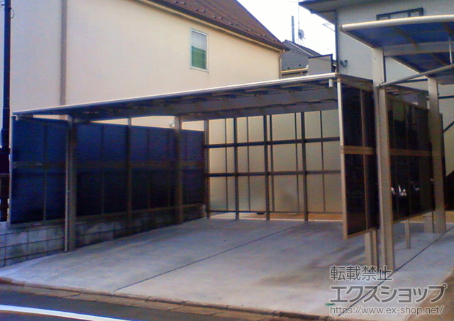 東京都世田谷区ののカーポート エフルージュ ツイン 積雪〜20cm対応+【両側面】エフルージュツイン用 サイドパネル 施工例