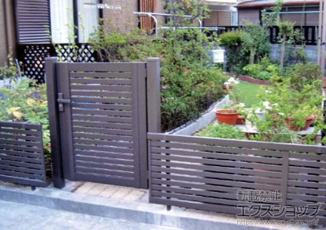 神奈川県座間市のの門扉 シャレオR3型 片開き　柱使用 施工例