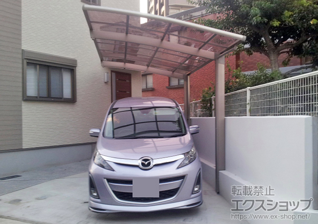 福岡県福岡市のLIXIL リクシル（トステム）のカーポート カーブポートシグマIII 積雪〜20cm対応＋カーブポートシグマIII 着脱式サポート 施工例