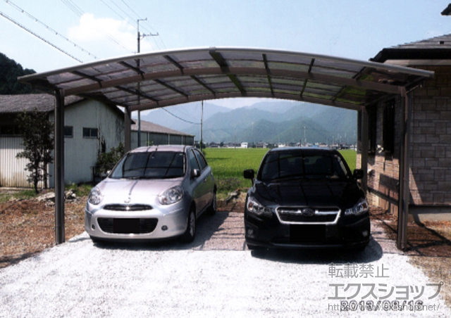 兵庫県丹波市のLIXIL リクシル（トステム）のカーポート カーブポートシグマIII ワイド 積雪〜20cm対応 施工例