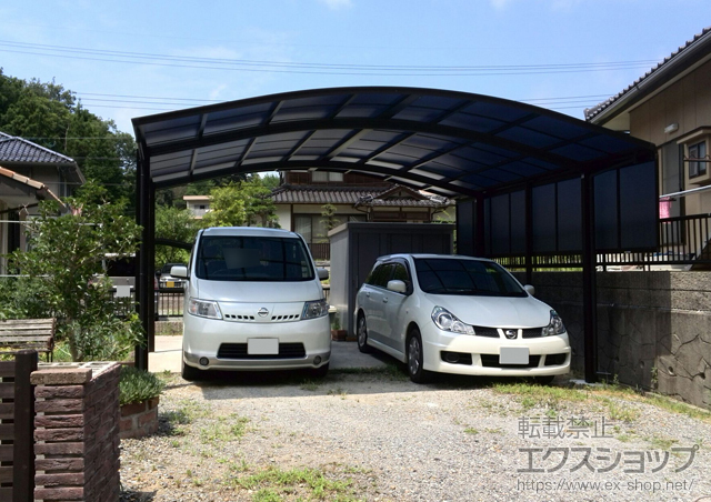 島根県浜田市ののカーポート レイナツインポートグラン　積雪〜20cm対応＋サイドパネル57-10H 施工例