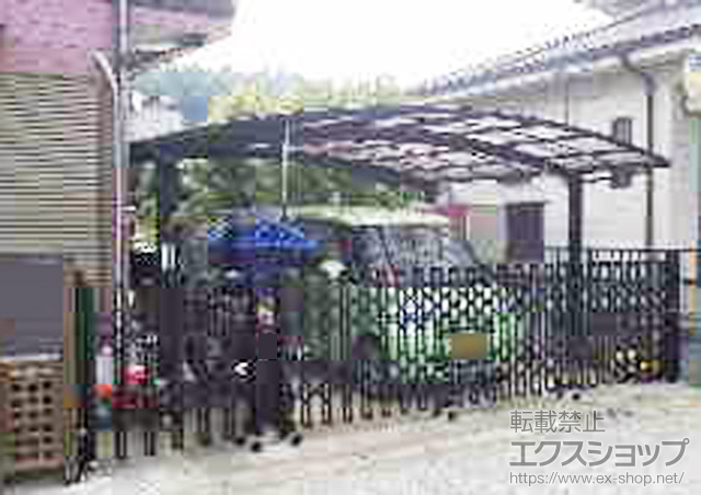 千葉県山武市ののカーゲート トリップゲート イノーバS ノンレール 両開き親子 (13S+46M) 施工例