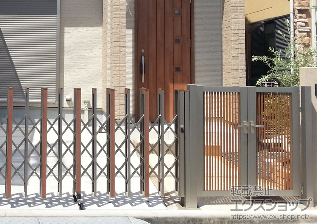大阪府羽曳野市のLIXIL リクシル(新日軽)の門扉 セレビュー門扉RP2型 門柱式 施工例