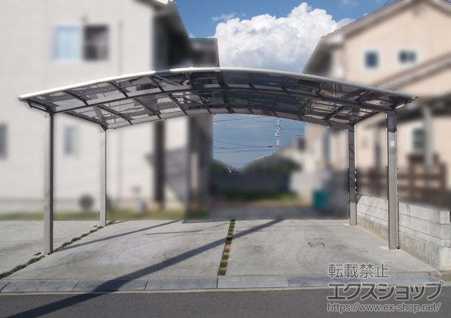 香川県仲多度郡まんのう町のLIXIL リクシル（トステム）のカーポート カーブポートシグマIII ワイド 積雪〜20cm対応 施工例