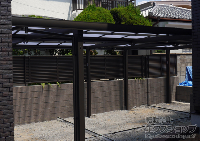 大阪府大阪狭山市ののカーポート キューブポート 縦連棟 積雪〜20cm対応 施工例