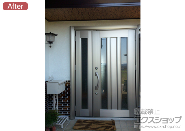 徳島県徳島市のLIXIL リクシル（トステム）の玄関ドア リシェント アルミ仕様 親子 P2型 施工例