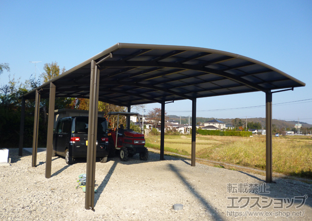 岩手県一関市のLIXIL リクシル（トステム）のカーポート カーブポートシグマIII ワイド 縦連棟 積雪〜20cm対応 施工例
