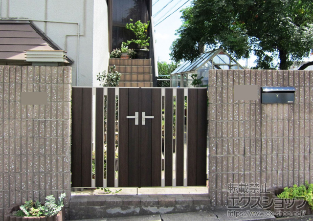 愛知県豊橋市のの門扉 ジオーナ門扉 SA型 両開き マテリアルカラー　柱使用 施工例
