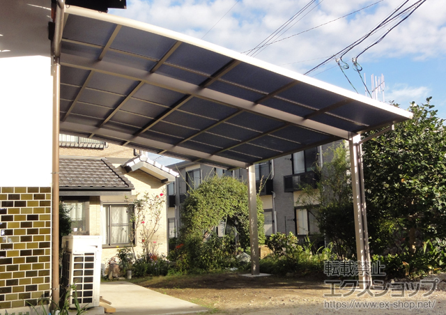 岐阜県津川市のLIXIL リクシル（トステム）のカーポート ルーフポートシグマIII 積雪〜20cm対応 施工例