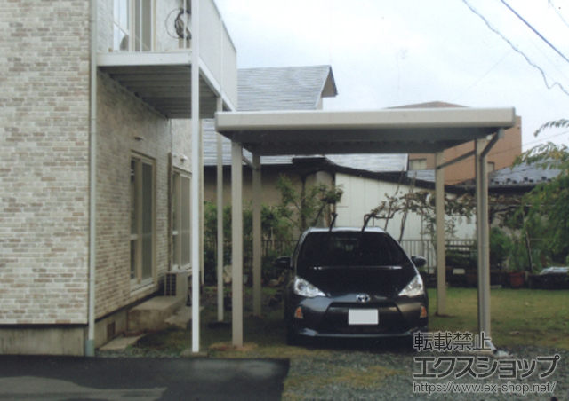 岩手県盛岡市ののカーポート ジーポートneo 2台用 Aタイプ 角柱4本 標準鼻隠し 積雪〜100cm対応 施工例