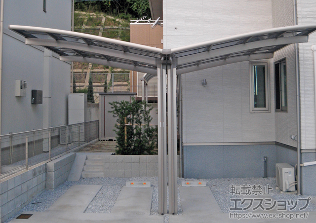 福岡県北九州市のLIXIL リクシル（トステム）のカーポート カーブポートシグマIII Y合掌 積雪〜20cm対応 施工例