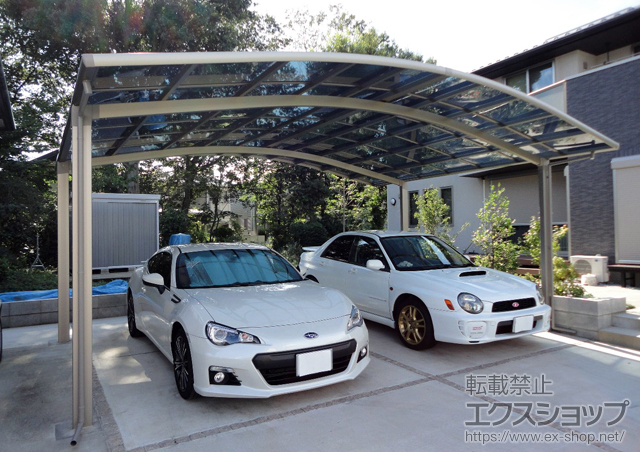 埼玉県狭山市のLIXIL リクシル（トステム）のカーポート カーブポートシグマIII ワイド 積雪〜20cm対応 施工例
