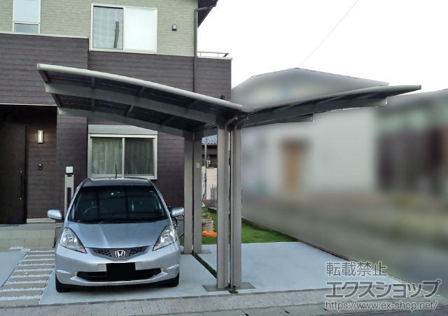 栃木県宇都宮市のLIXIL リクシル（トステム）のカーポート カーブポートシグマIII Y合掌 積雪〜20cm対応 施工例