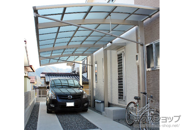 広島県広島市ののカーポート レイナポートREグラン 縦連棟 前下がり積雪〜20cm対応 施工例