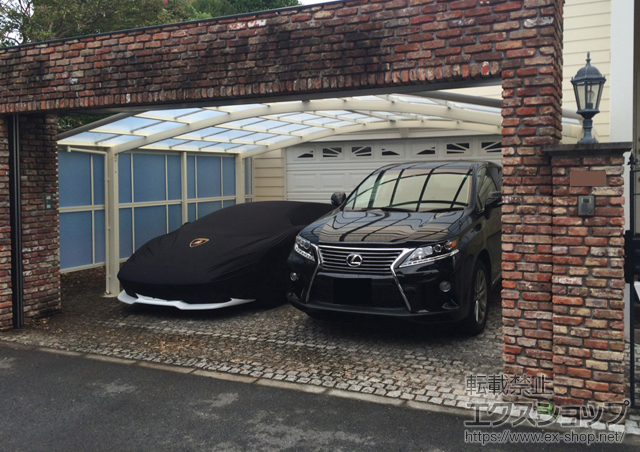 東京都大田区のLIXIL リクシル（トステム）のカーポート カーブポートシグマIII ワイド 積雪〜20cm対応＋カーブポートシグマ? サイドパネル 施工例