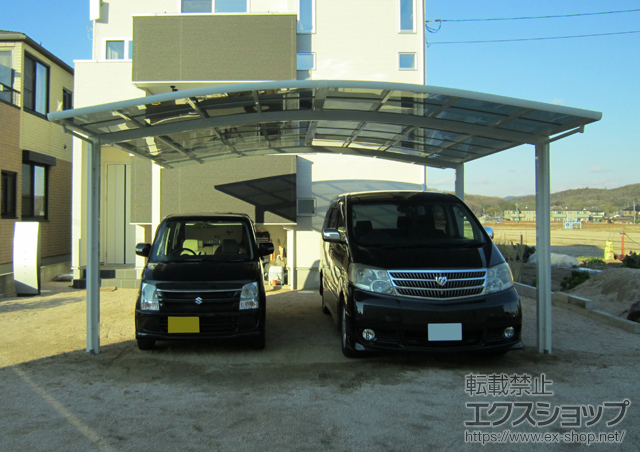 岡山県瀬戸内市のLIXIL リクシル（トステム）のカーポート カーブポートシグマIII ワイド 積雪〜20cm対応 施工例