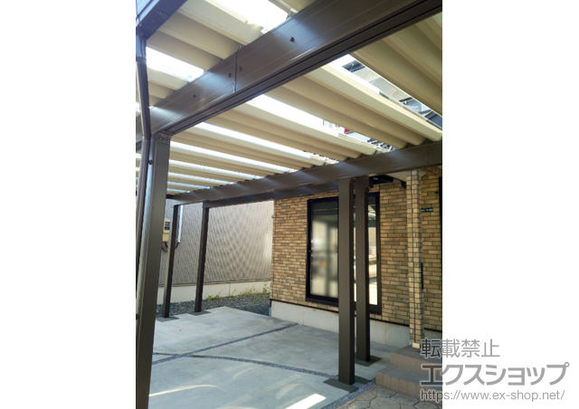 岩手県盛岡市のLIXIL リクシル（トステム）のカーポート テリオスポートIII 3000 2台用 間口延長 角柱6本  積雪〜100cm対応 施工例