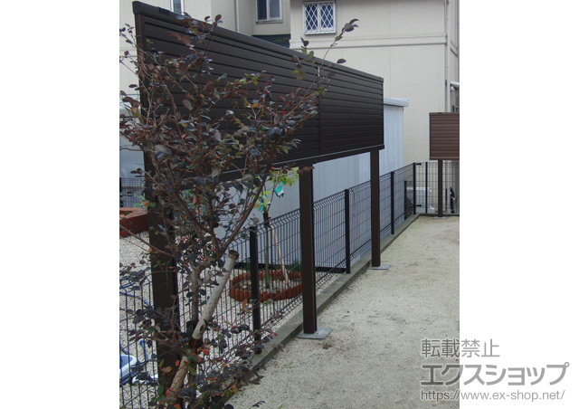 福岡県小郡市ののフェンス・柵 エクスラインフェンス7型　2段支柱施工 施工例