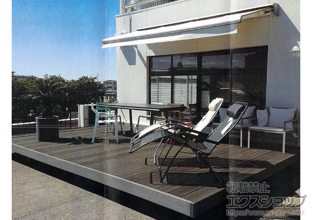 石川県金沢市のLIXIL リクシル（トステム）のオーニング・日よけ 彩鳥L型 フリルタイプ 手動式 施工例