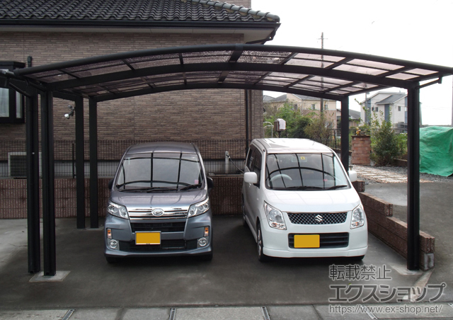 熊本県宇城市のLIXIL リクシル（トステム）のカーポート カーブポートシグマIII ワイド 積雪〜20cm対応 施工例
