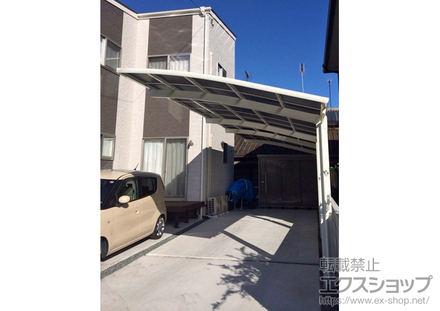 岡山県倉敷市のLIXIL リクシル（トステム）のカーポート カーブポートシグマIII 縦連棟 積雪〜20cm対応 施工例