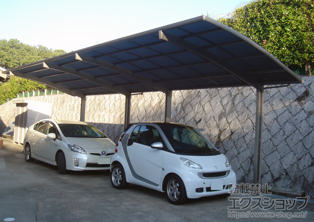 兵庫県三木市のLIXIL リクシル（トステム）のカーポート カーブポートシグマIII 縦連棟 積雪〜20cm対応 施工例