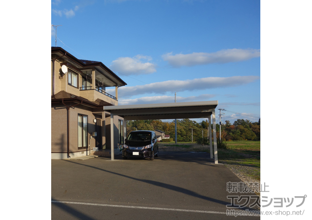 岩手県岩手郡滝沢村ののカーポート ジーポートneo Ａタイプ 2台用 標準鼻隠し 角柱4本仕様 積雪〜100cm 施工例