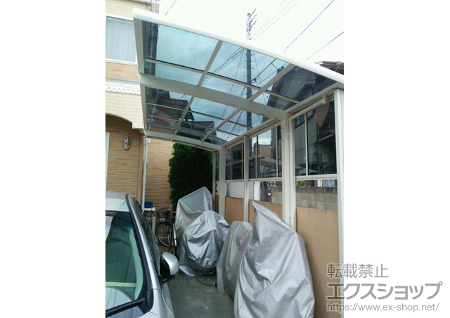 東京都調布市のLIXIL リクシル（トステム）のサイクルポート・駐輪場 カーブポートシグマIII ミニ 積雪〜20cm対応 施工例