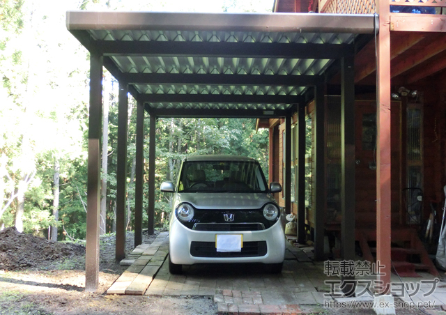 長野県上水内郡信濃町ののカーポート ジーポートneo 1台用 角柱8本 標準鼻隠し 積雪〜200cm対応 施工例