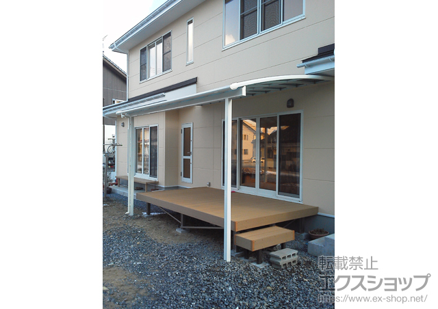 岩手県陸前高田市のLIXIL リクシル（トステム）のウッドデッキ レストステージ 幕板納まり＋独立ステップ 施工例