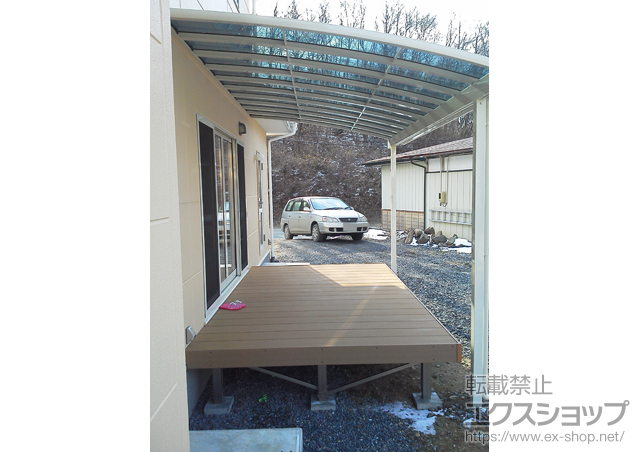 岩手県陸前高田市のLIXIL リクシル（トステム）のテラス屋根 パワーアルファ L型 テラスタイプ 単体 積雪〜30cm対応 施工例