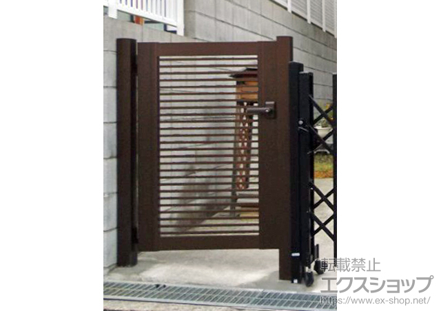 愛知県岡崎市ののカーポート プレシオス門扉 横格子 片開き 施工例