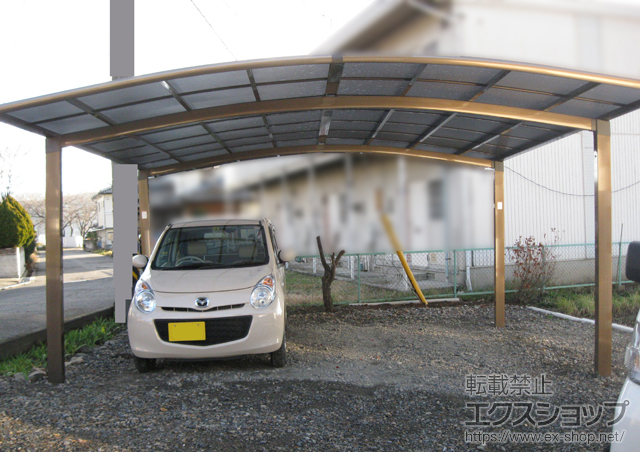 長野県上伊那郡辰野町のLIXIL リクシル（トステム）のカーポート カーブポートシグマIII ワイド 積雪〜20cm対応 施工例
