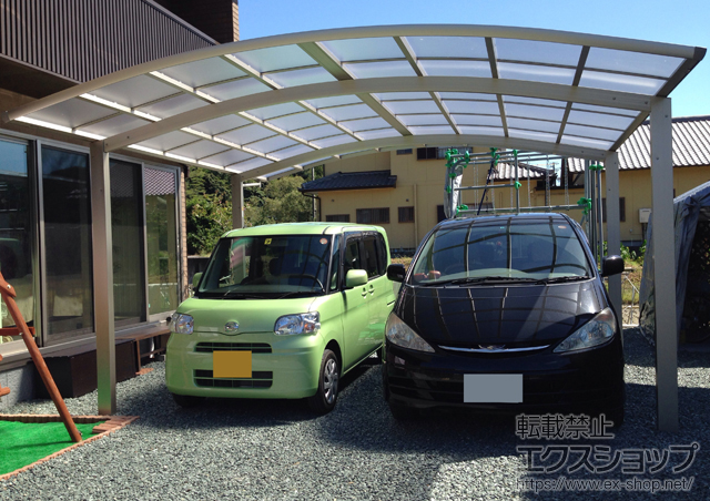 静岡県藤枝市ののカーポート レイナツインポートグラン　積雪〜20cm対応＋屋根ふき材補強部品 2セット 施工例