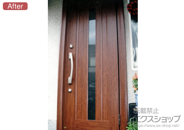 大阪府泉南郡熊取町のLIXIL リクシル（トステム）の玄関ドア リシェント P1型 アルミ仕様 片開き 施工例