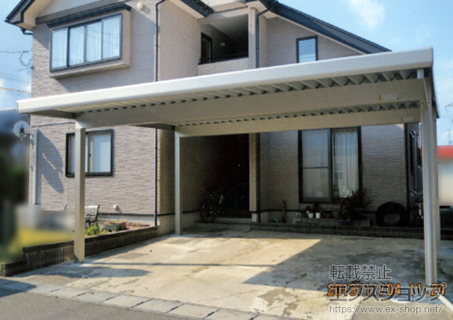 秋田県由利本荘市ののカーポート ジーポートneo Ａタイプ 2台用 角柱4本 積雪〜100cm対応 施工例