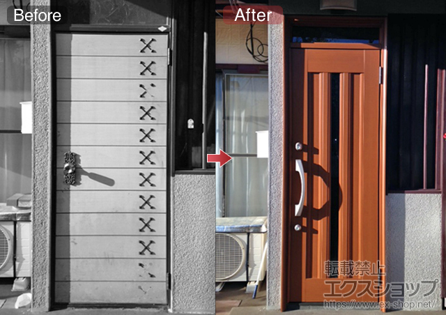 東京都清瀬市のLIXIL リクシル（トステム）の玄関ドア リシェント20  P1型（アルミ仕様）片開き ランマ付 施工例