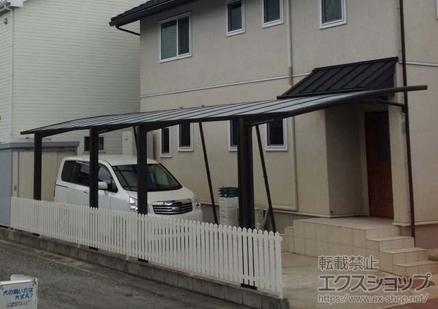 宮城県多賀城市のLIXIL リクシル（トステム）のカーポート カーブポートシグマIII 縦連棟 積雪〜20cm対応+カーブポートシグマ?用着脱式サポート 施工例