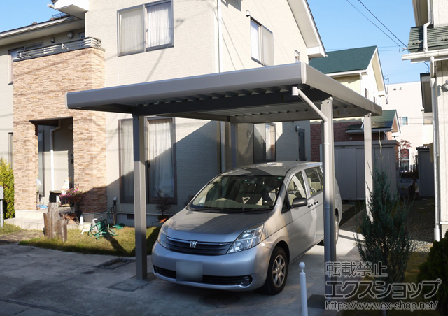 岩手県盛岡市ののカーポート ジーポートneo Ａタイプ 角柱4本仕様 標準鼻隠し 積雪〜100cm対応 施工例