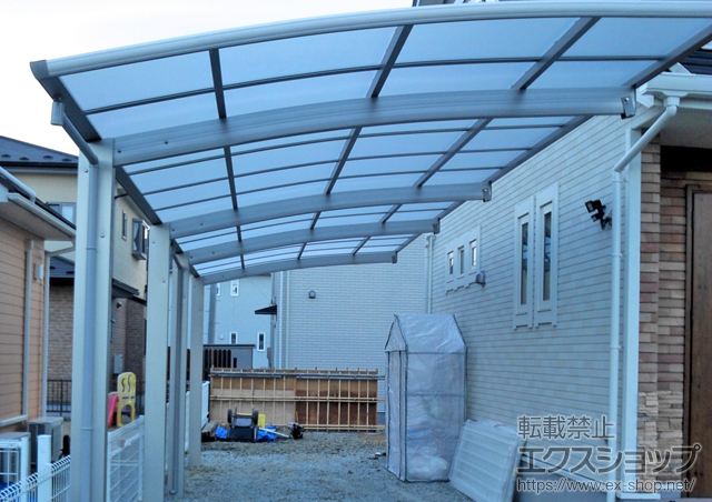 宮城県名取市ののカーポート プレシオスポート 縦連棟 積雪〜20cm対応+着脱式補助柱 2本入り 施工例