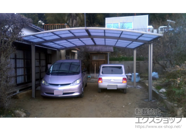 兵庫県たつの市のLIXIL リクシル（トステム）のカーポート カーブポートシグマIII ワイド 積雪〜20cm対応 施工例