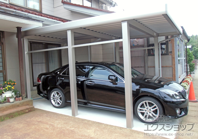山形県鶴岡市ののカーポート ジーポートneo 積雪100cmBタイプ 角柱6本 積雪〜100cm対応 施工例