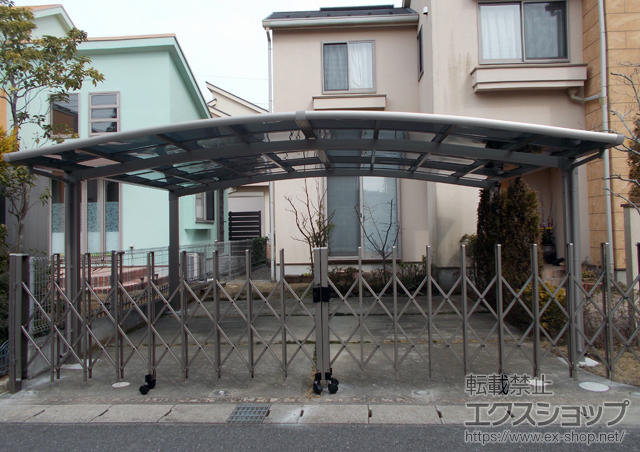 千葉県大網白里市ののカーゲート トリップゲート RA型 ノンレール 両開き 54W(27S+27M) 施工例