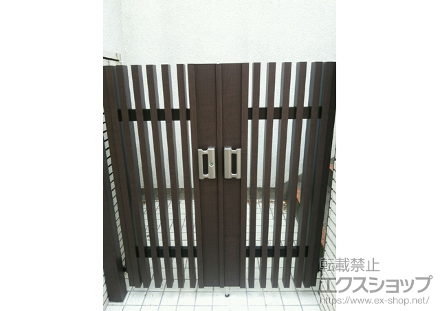 兵庫県神戸市のの門扉 【特注】プログコート門扉 1型 両開き 柱使用 マテリアルカラー 施工例