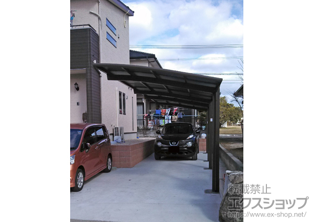 佐賀県鳥栖市のLIXIL リクシル（トステム）のカーポート カーブポートシグマIII 縦連棟 積雪〜20cm対応 施工例