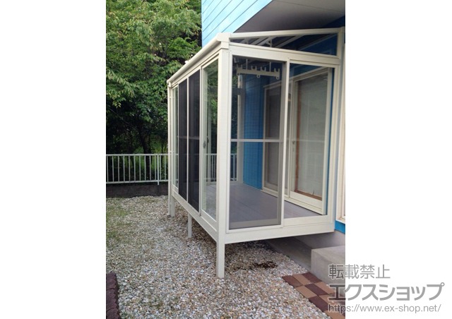 宮崎県宮崎市のLIXIL リクシル（トステム）のテラス囲い・サンルーム ほせるんですII F型 床納まり ランマ無 積雪〜20cm対応 施工例