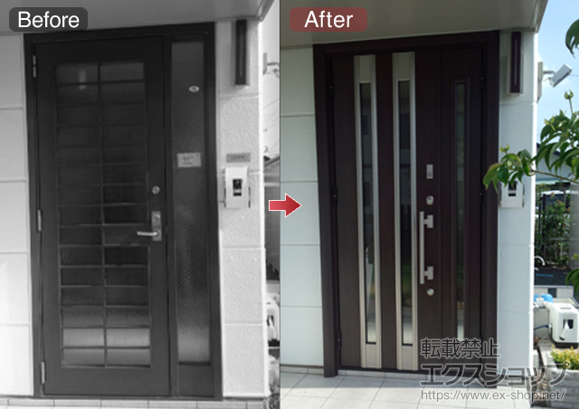 栃木県真岡市のの二重窓（内窓）、玄関ドア、ガレージシャッター リシェント 300型 ※簡易タッチキーシステム 施工例